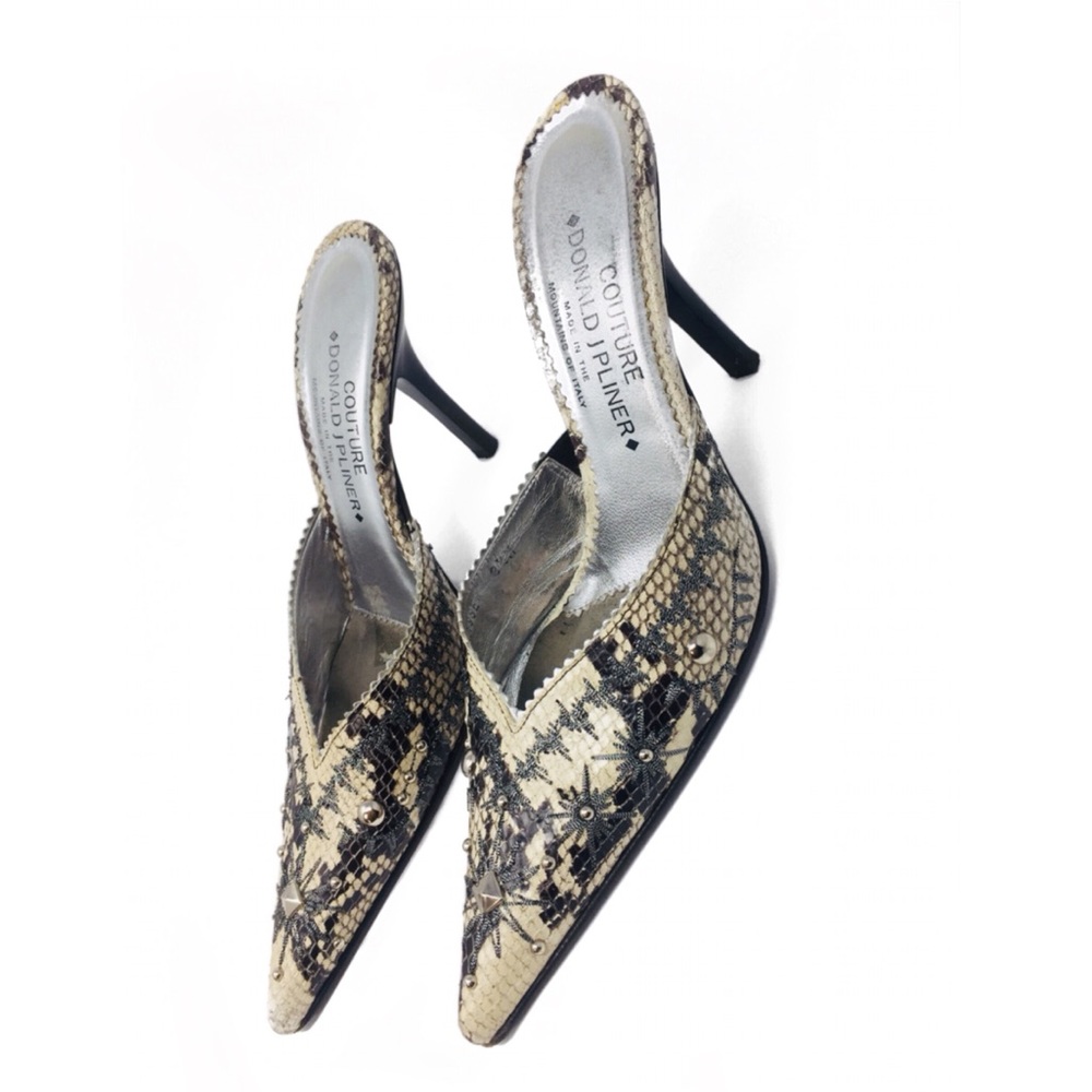 SOLD ❌ Donald J Pliner Couture Croc Mules snake heels - Picture 2 of 8